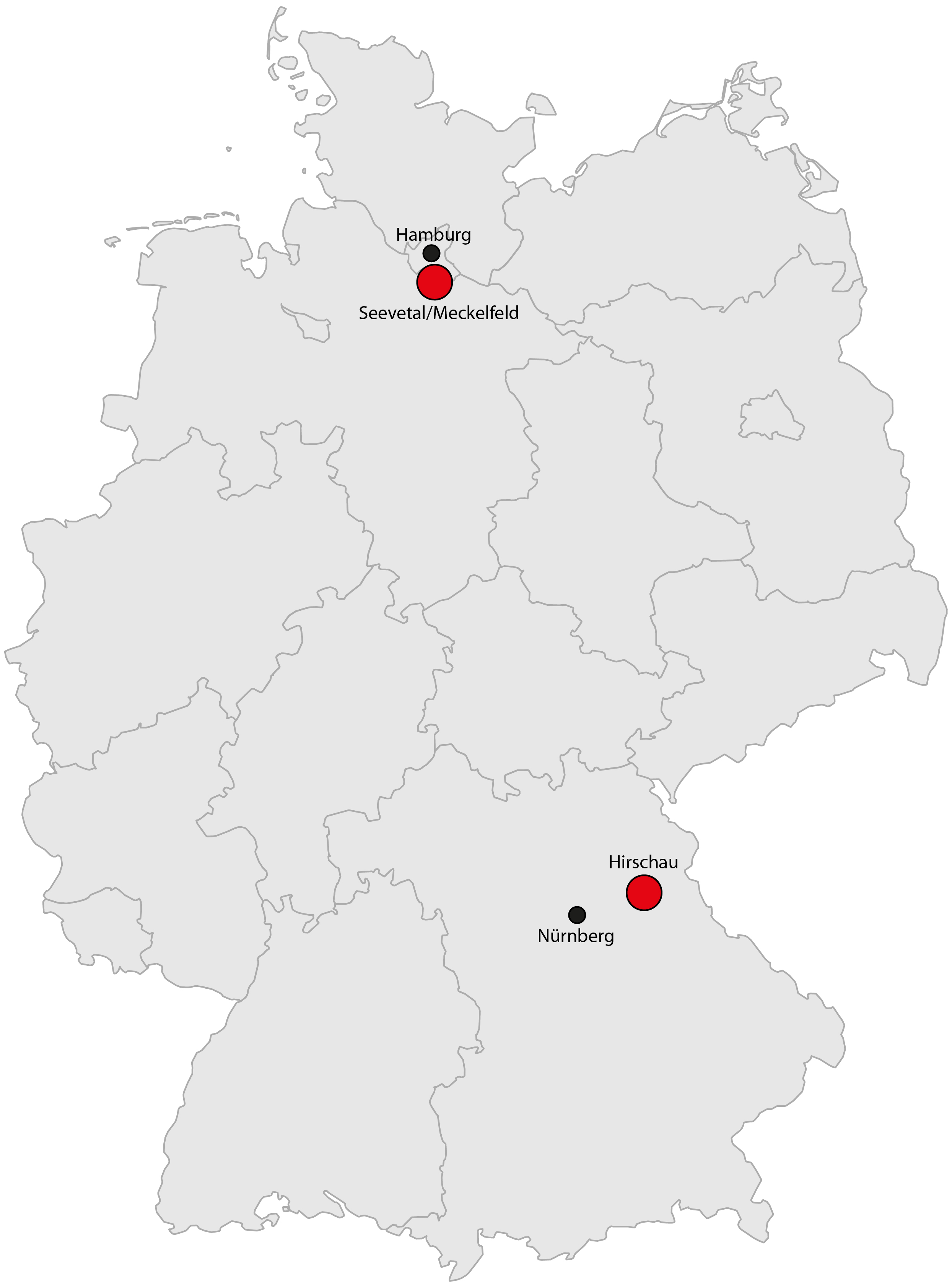 Karte mit Standorten der MEV